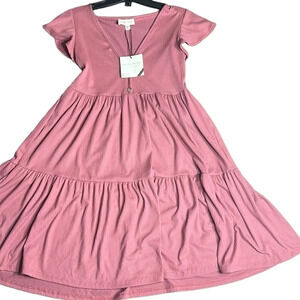 SEE YOU MONDAY tiered ruffle boho dress,NWT Sm,cap sleeves,fit&Flare,fun